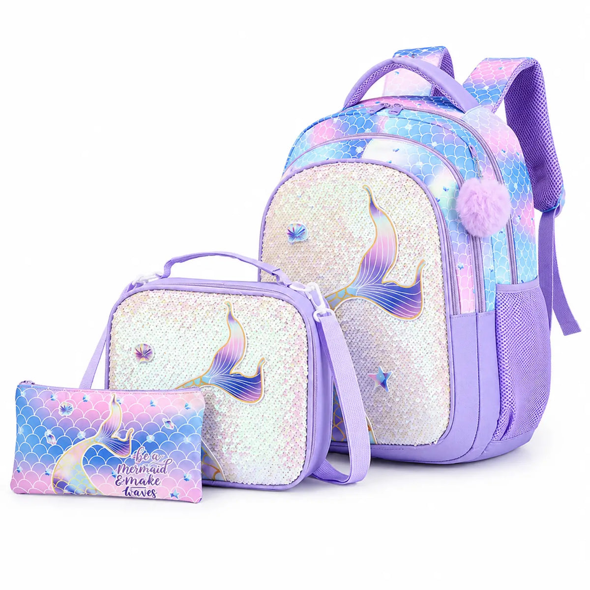 Sac à dos 3 pièces violet clair 