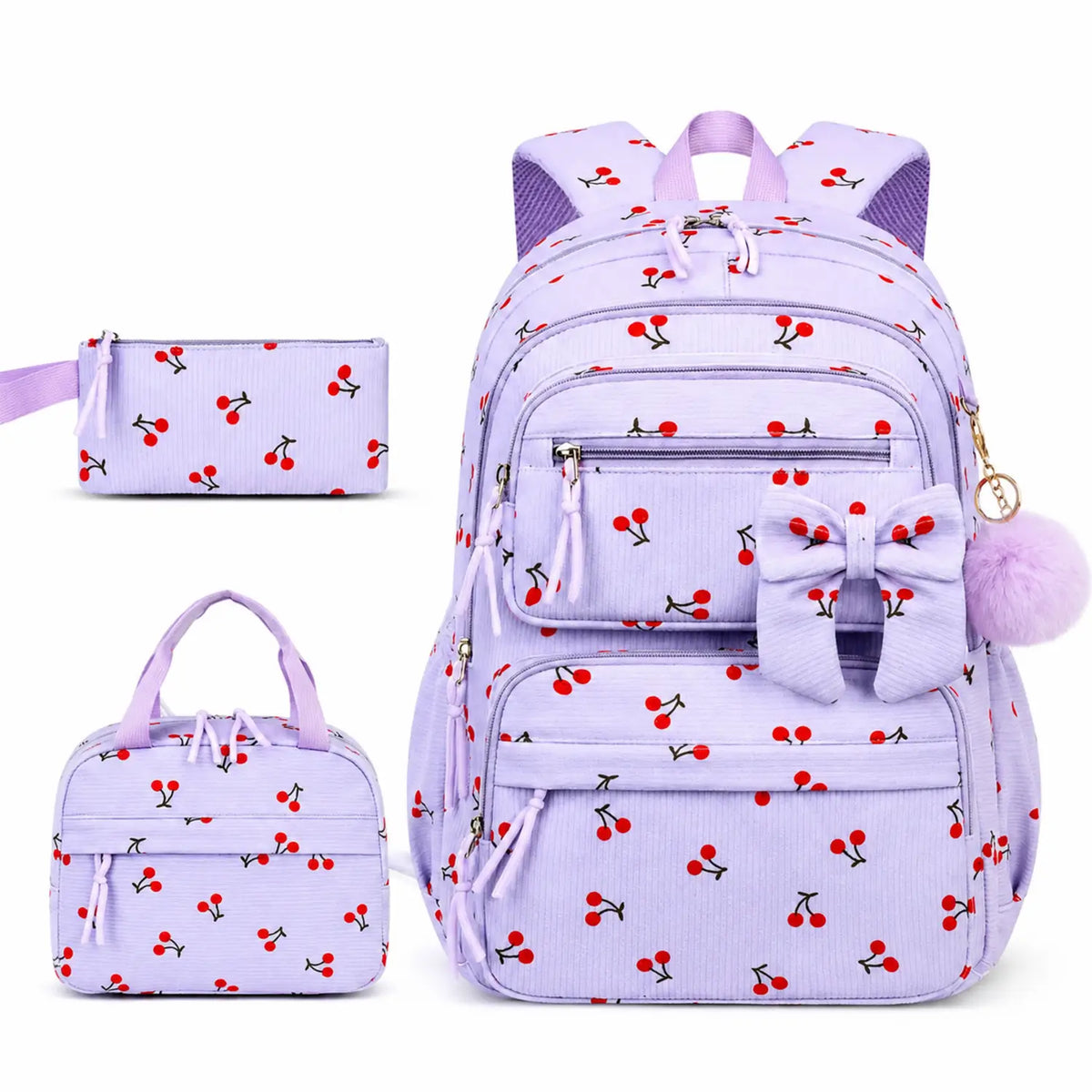 Sac à dos étudiante 3 pcs violet cerise