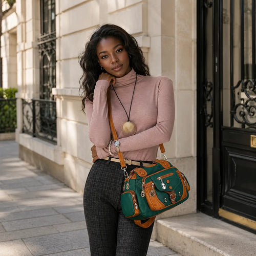 Sac bandoulière vintage multipoches